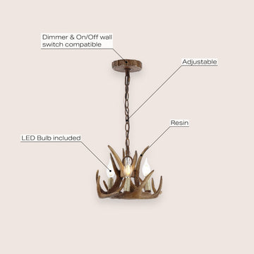 Rudolph Adjustable Resin Antler LED Chandelier